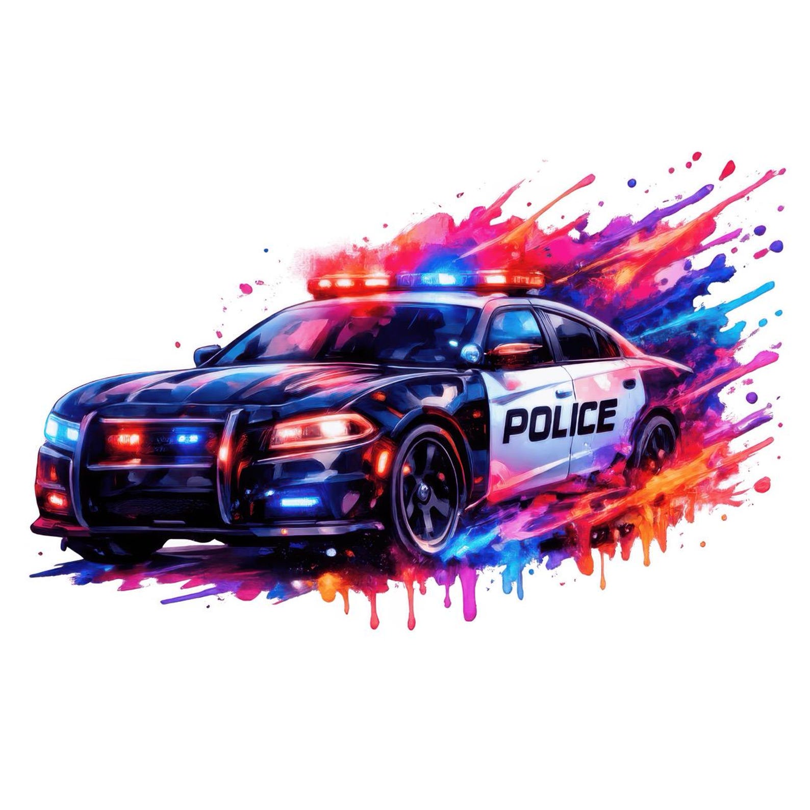 Watercolor Police Car Clipart, Transparent Patrol Vehicle Graphics ...