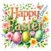 10 Floral Happy Easter Clipart: Glitter Easter Eggs (PNG, Digital ...
