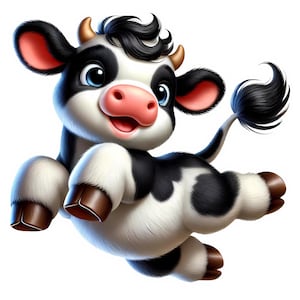 Clipart di mucca carina / 12 JPG di alta qualità / Adorabile pacchetto di clipart di mucca carina / Arte di animali per bambini / Arte della fattoria / Materiali stampabili / Uso commerciale