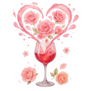 12 Floral Wine Glass PNG, elegant wine glass Clipart, Wine Glass Png, Watercolor clipart, Digital download, Paper craft, junk journals