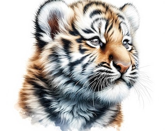 Lindo cachorro de tigre bebé / Decoración infantil (Descarga digital JPG)