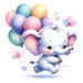 Baby Elephant With Balloons Clipart: Nursery Art (digital Download ...