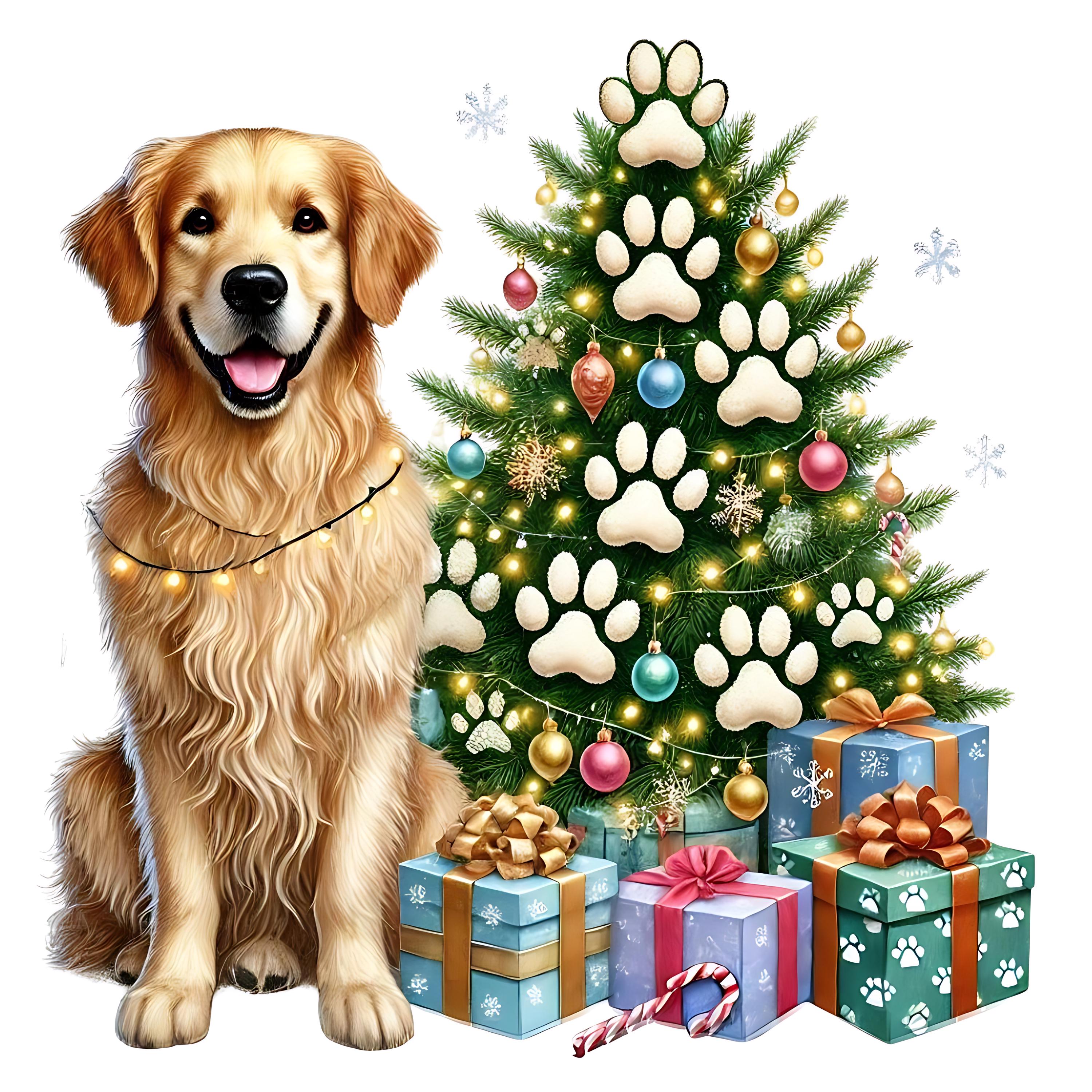 Christmas Dog Clipart: Festive Holiday Dog Art (digital Download ...