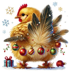 Clipart de fesses de poulet de Noël | 12 modèles de haute qualité | Dos de poulet mignon festif | Décoration des Fêtes | Imprimables | Utilisation commerciale