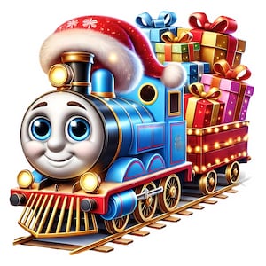 Leuke kersttrein clipart | 12 hoogwaardige JPG's | Feestelijke kersttrein clipartbundel | Vakantiekunst | Afdrukbare items | Commercieel gebruik