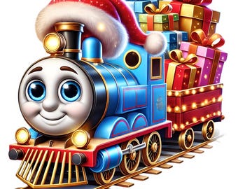 Cute Christmas Train Clipart Bundle | Festive Holiday Art (JPGs)
