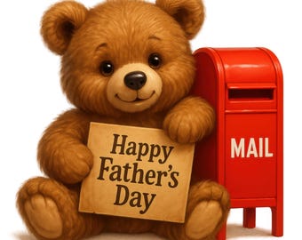 Father's Day Teddy Bear PNG Clipart, Mailbox Art (Digital Download)