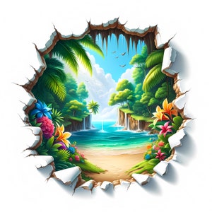 Clipart de Paraíso 3D / 12 JPG de alta calidad / Paquete de imágenes de Paraíso / Arte mural / Arte tropical / Imprimibles / Uso comercial