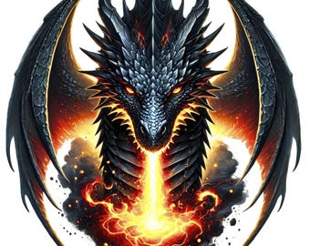 Fiery Dragon Clipart | Fantasy Art Bundle (Digital Download) Set of 10 PNG