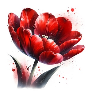 Clipart rode tulp bloem - 12 hoge kwaliteit jpg's - digitale download - kaarten maken, illustraties, digitale papierkunst, commerciële licentie