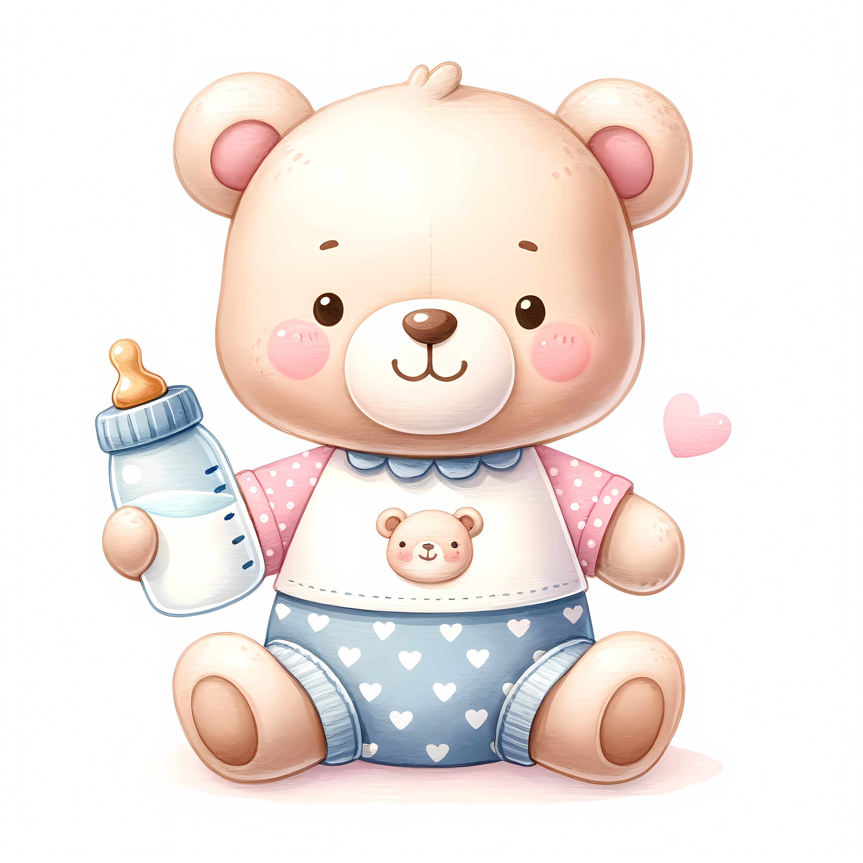 Teddy Bear With Baby Bottle Clipart 15 High-quality Jpgs Baby Shower