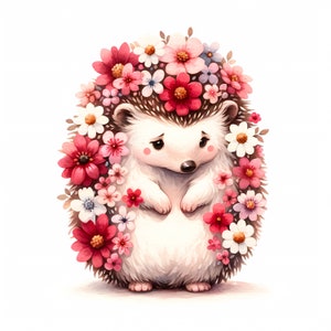 K&ouml;nnte beinhalten: Ein s&uuml;&szlig;er Comic-Igel mit einer rosa-wei&szlig;en Bl&uuml;tenkrone. Der Igel ist braun und wei&szlig; und hat einen s&uuml;&szlig;en Gesichtsausdruck.