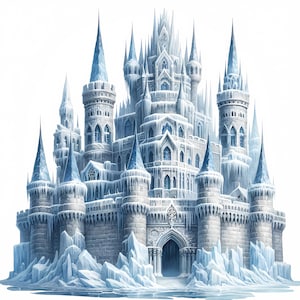 Ice Castle Clipart | 13 High-Quality JPGs | Enchanted Ice Castle Clipart Bundle | Wall Art | Ice Palace Art | Printables | Commercial Use