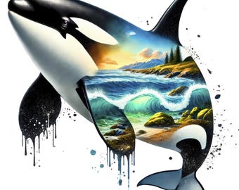 Orca Clipart Bundle | Majestic Ocean PNG Graphics (Digital Download) Set of 10