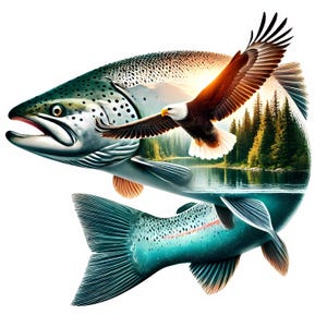 Salmon Clipart / 12 JPG di alta qualità / Pacchetto di clipart di salmone naturale / Arte della fauna selvatica / Arte dei pesci / Arte della natura / Materiali stampabili / Uso commerciale
