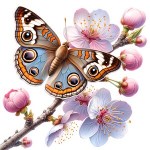 Borboleta em Flor Clipart | 10 JPGs de Alta Qualidade | Lindo Pacote de Borboletas e Flor Clipart | Arte de Parede | Borboletas de Primavera | Imprimíveis