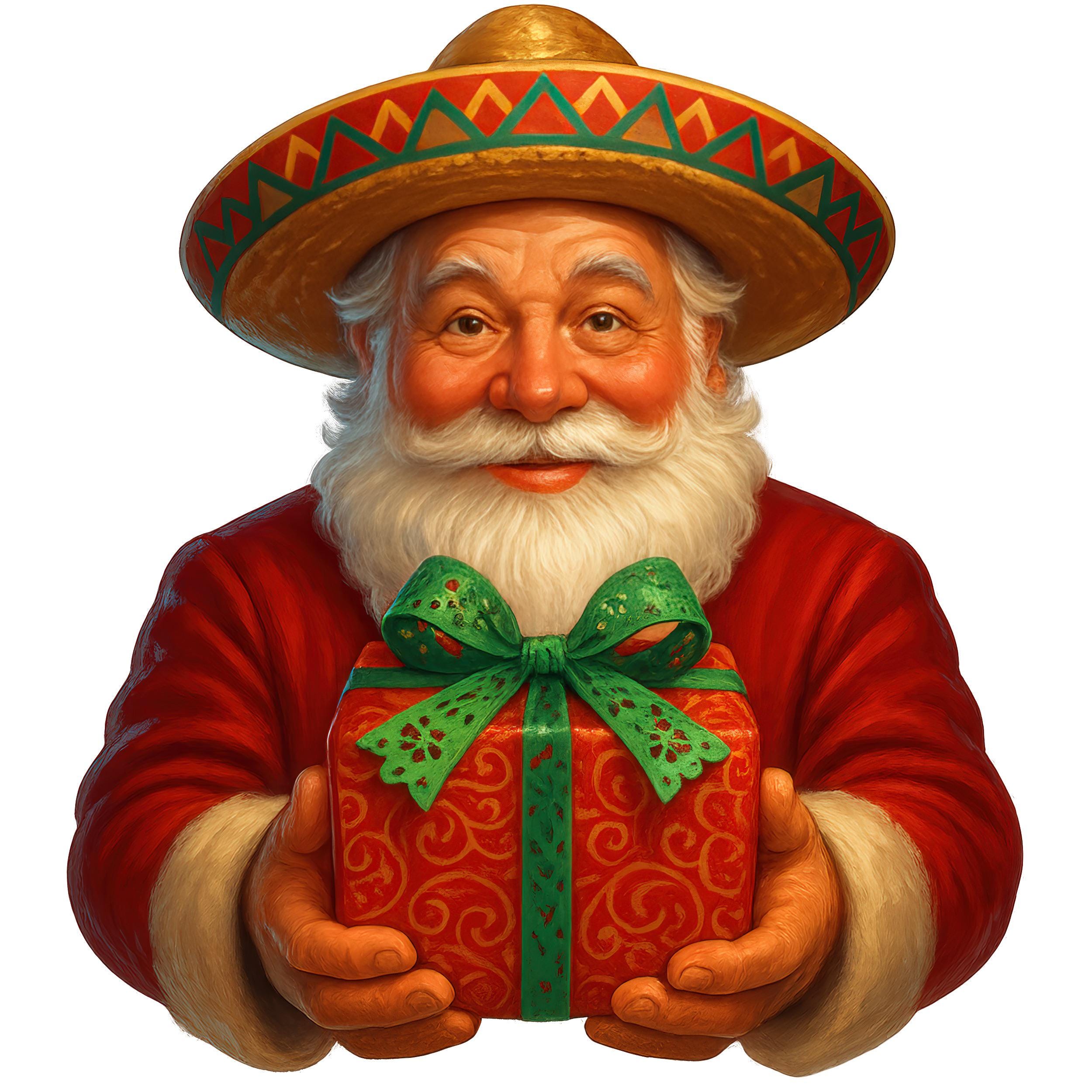 メキシコのサンタクロースのクリップアート：お祝いのクリスマスPNG