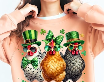 Retro Chicken St Patrick's Day PNG: Funny Holiday Design (Digital Download)