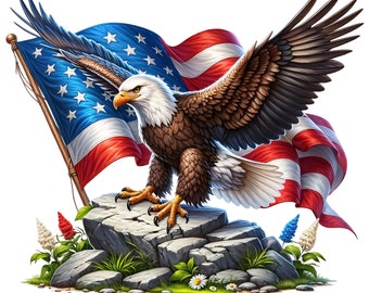Patriotic Eagle Clipart: USA Pride, 4th of July (Digital Download, Commercial Use) 12 JPG)