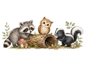 Whimsical Woodland Animals Clipart – Forest Animals Graphics (Digital Download) 27 PNGs