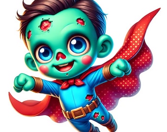 Cute Halloween Zombie Clipart Bundle | Kawaii Cartoon JPGs (Digital Download)