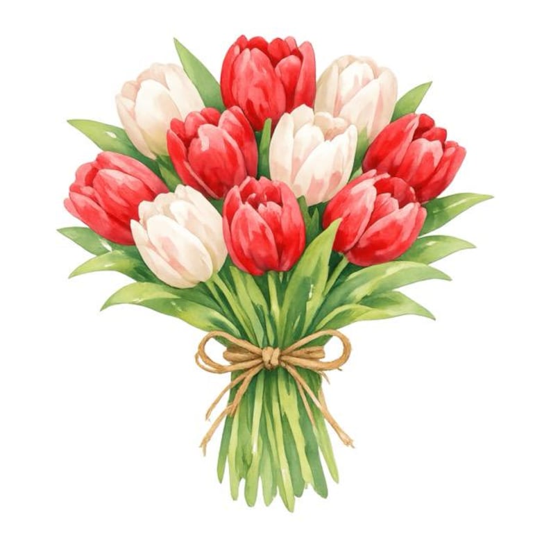 Watercolor Tulips Bouquet Clipart | Spring Flowers Graphics | Digital ...