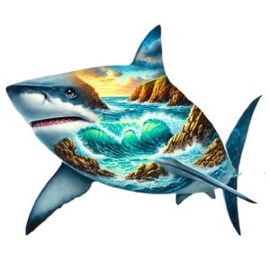 Shark Clipart | 12 High-Quality PNGs | Majestic Shark Ocean Bundle | Marine Life Graphics | Shark Art | Digital Download | Commercial Use