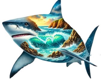 Majestic Shark Clipart Bundle | Ocean Marine Life PNGs (Digital Download) Set of 12