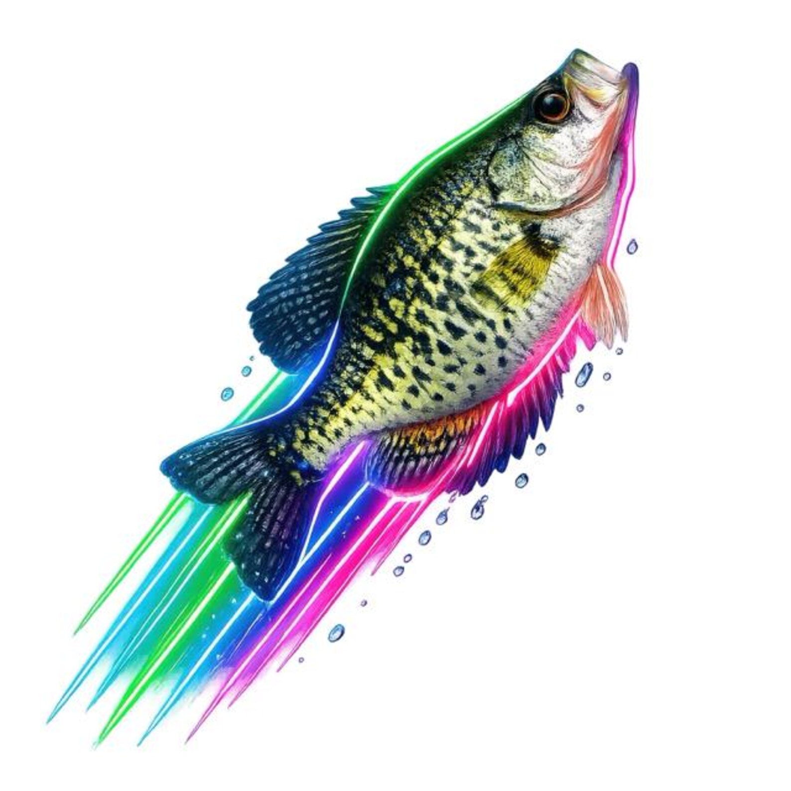 Crappie Fish Graphics Neon Crappie Fish Clipart, Colorful Fishing Graphics, Digital Download ...