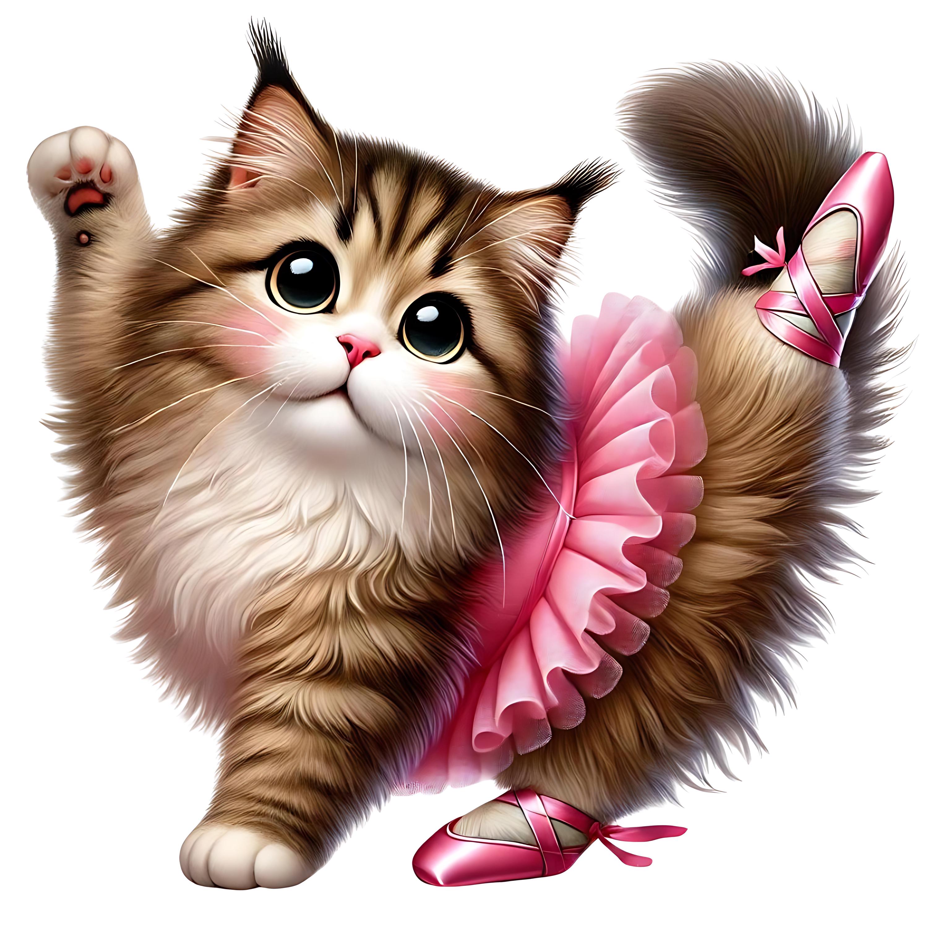 Ballet Cat Clipart: Dancing Kitten Art, Ballerina Graphics (digital ...