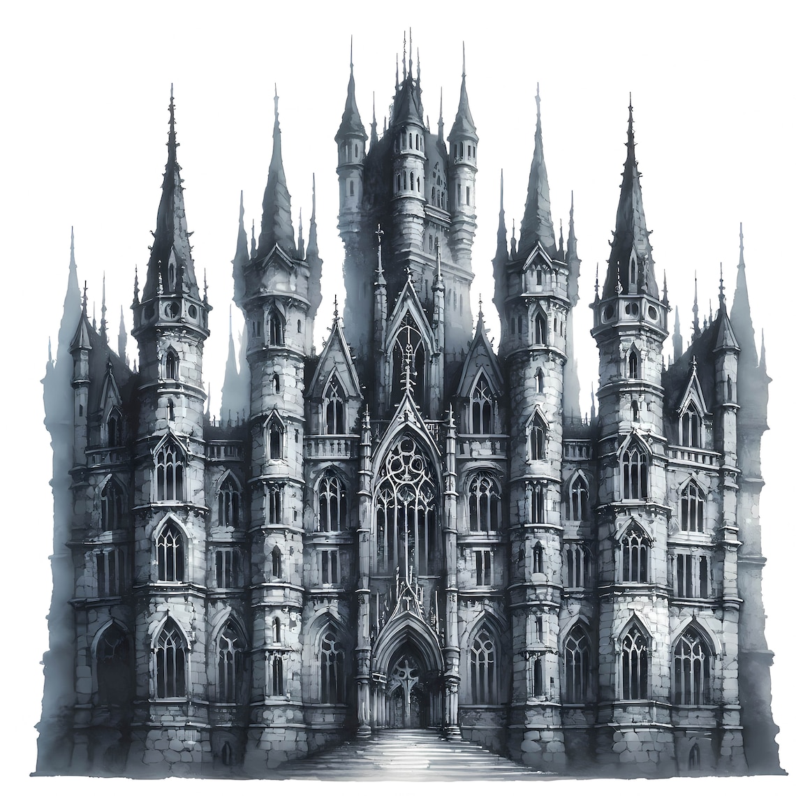 15 Gothic Castle Clipart: Dark Medieval Architecture (JPG Digital ...