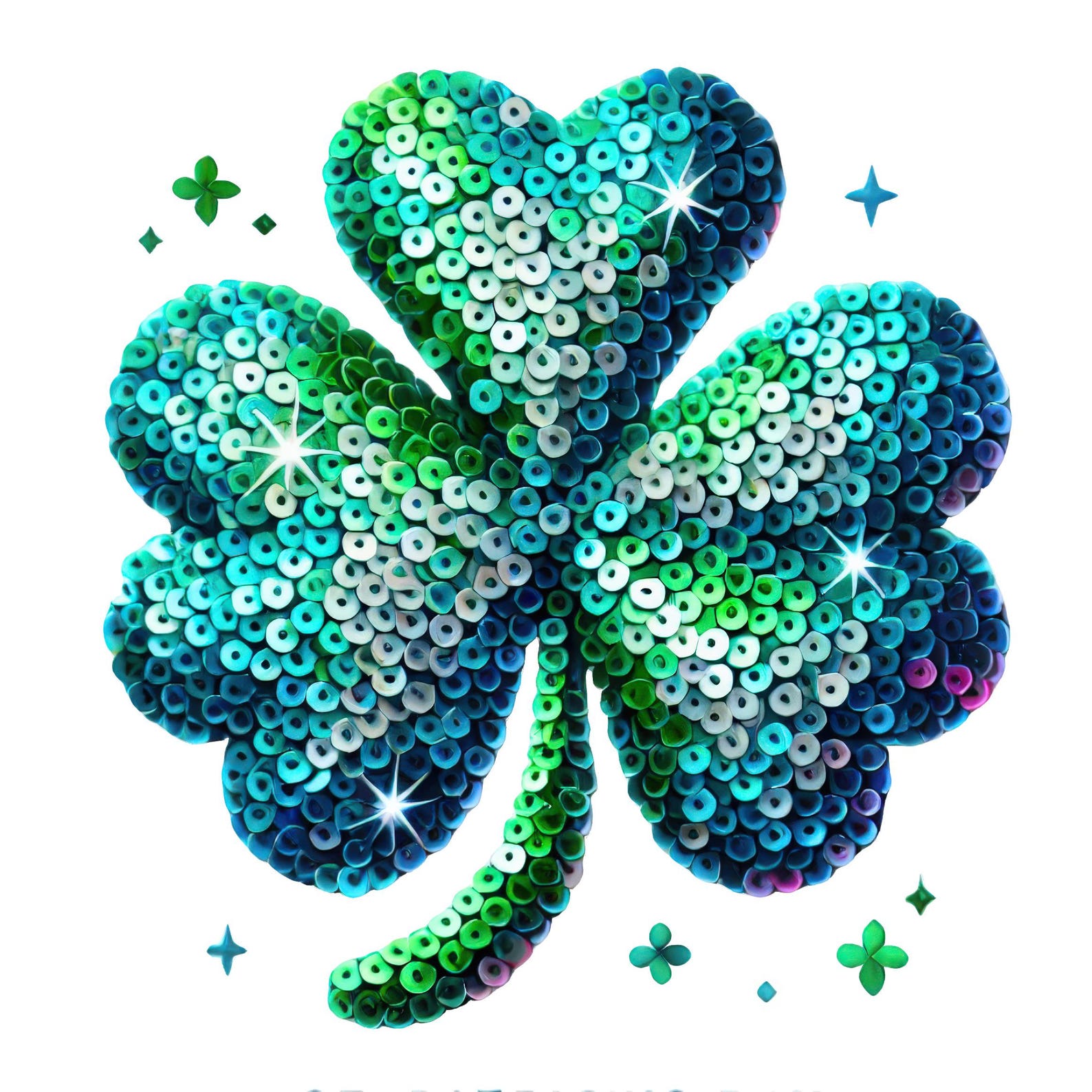 Glitter Sequin Shamrock Clipart: St Patrick's Day Designs (digital ...