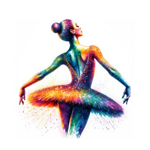 Clipart de bailarina de ballet - 12 archivos JPG de alta calidad - Paquete de clipart de bailarina - Creación de tarjetas, arte mural, manualidades con papel, impresiones digitales, uso comercial
