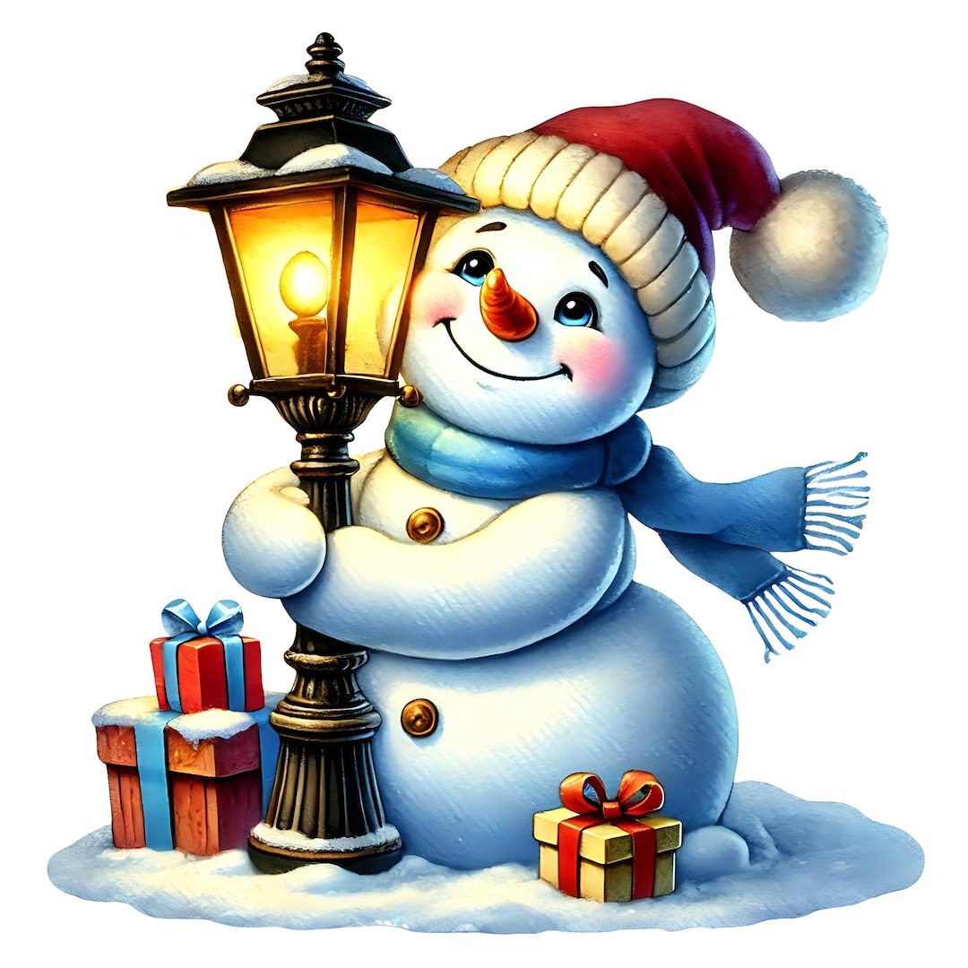 Christmas Snowman Clipart: Festive Holiday Art (12 JPG Digital Download,  Commercial Use), image size:1080x1080