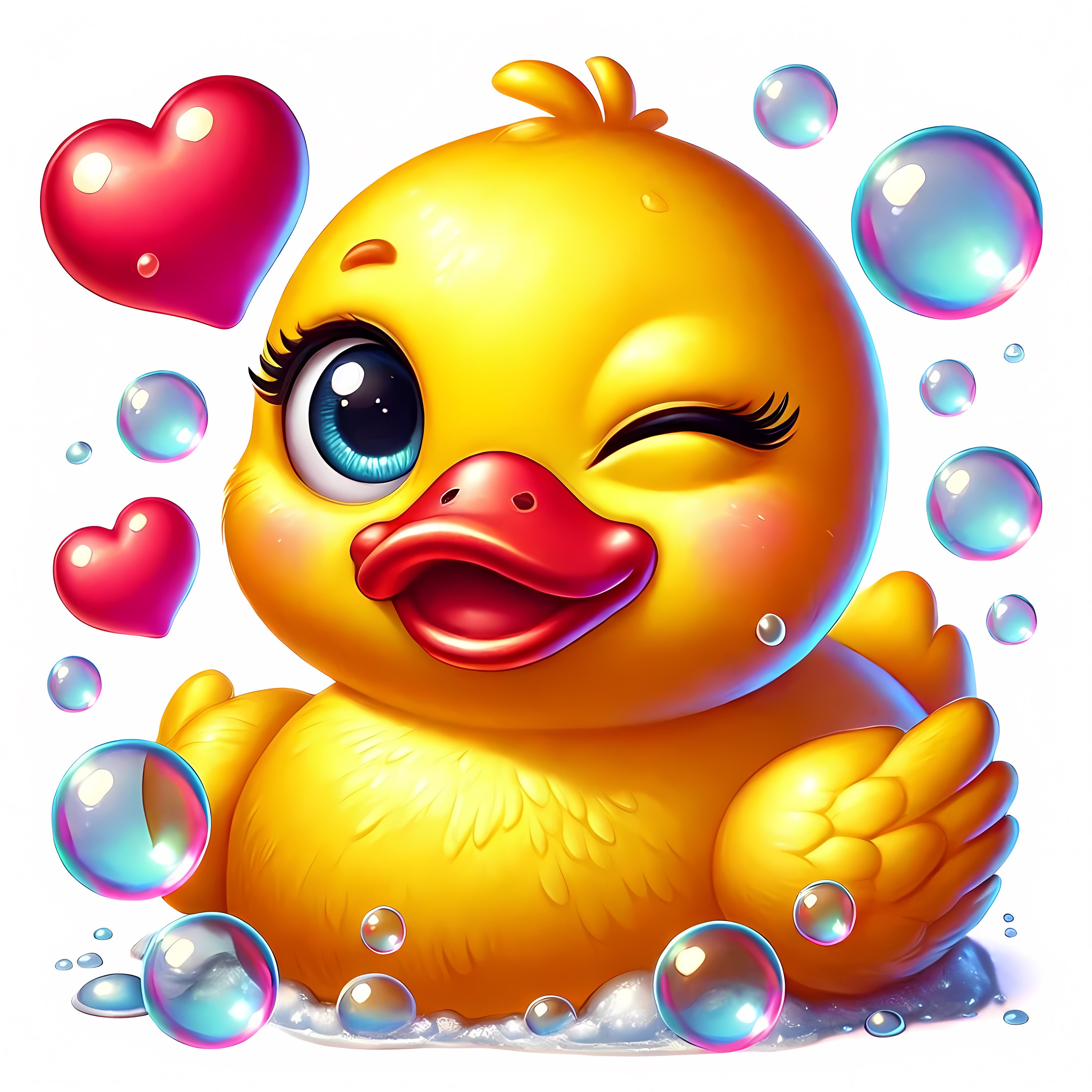 Rubber Duck Clipart | 11 High-Quality JPGs | Yellow Cute Rubber Duck Clipart Bundle | Wall Art | Bath Time Art | Printables | Commercial Use