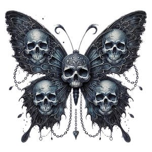 Gothic Schmetterling Clipart | 10 Hochwertiges Design | Gothic Boho Clipart-Bundle | Mystischer Schmetterling | Dunkle Kunst | Printables, Kommerzielle Nutzung