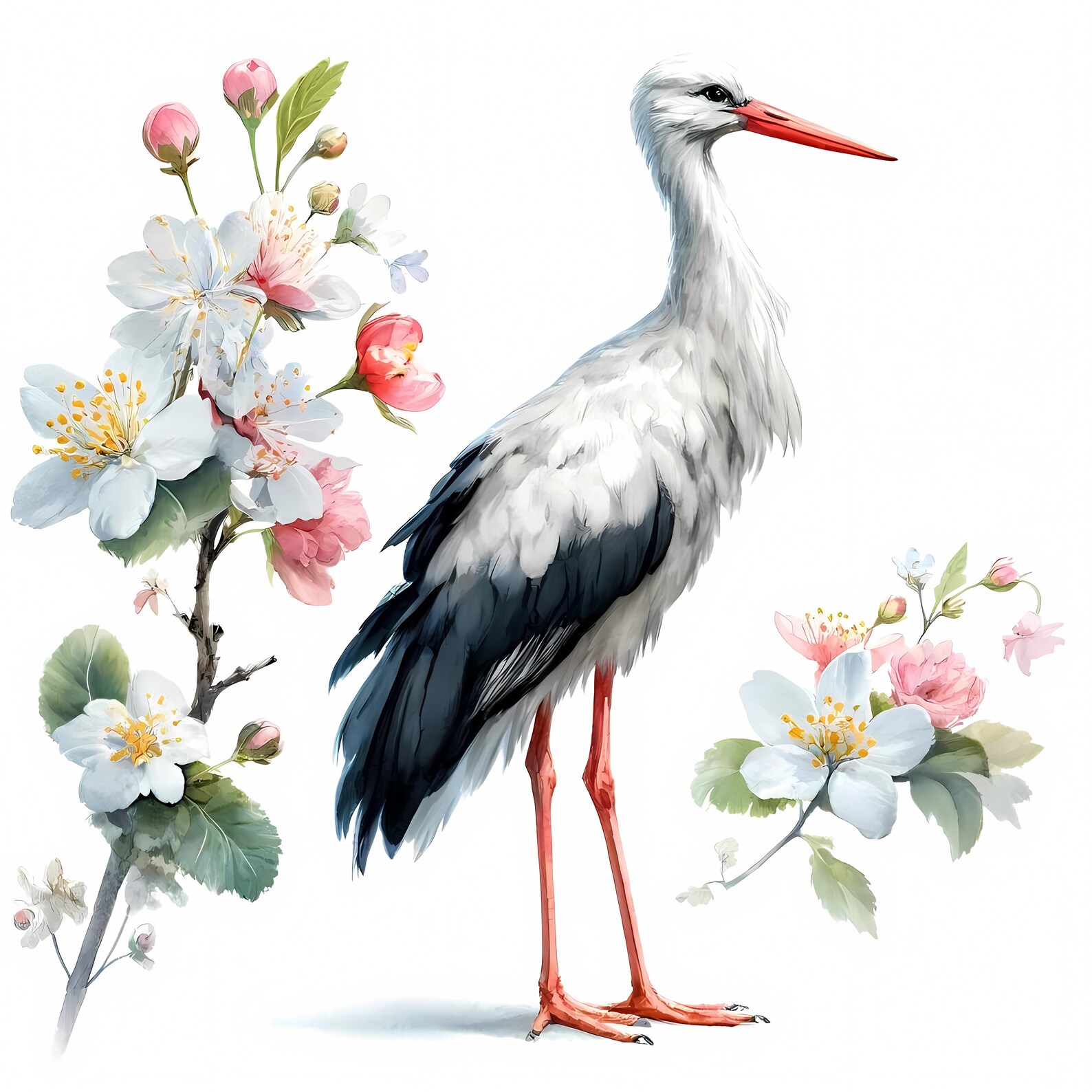 Stork Clipart 11 Highquality Jpgs Majestic Stork Clipart Bundle Birds