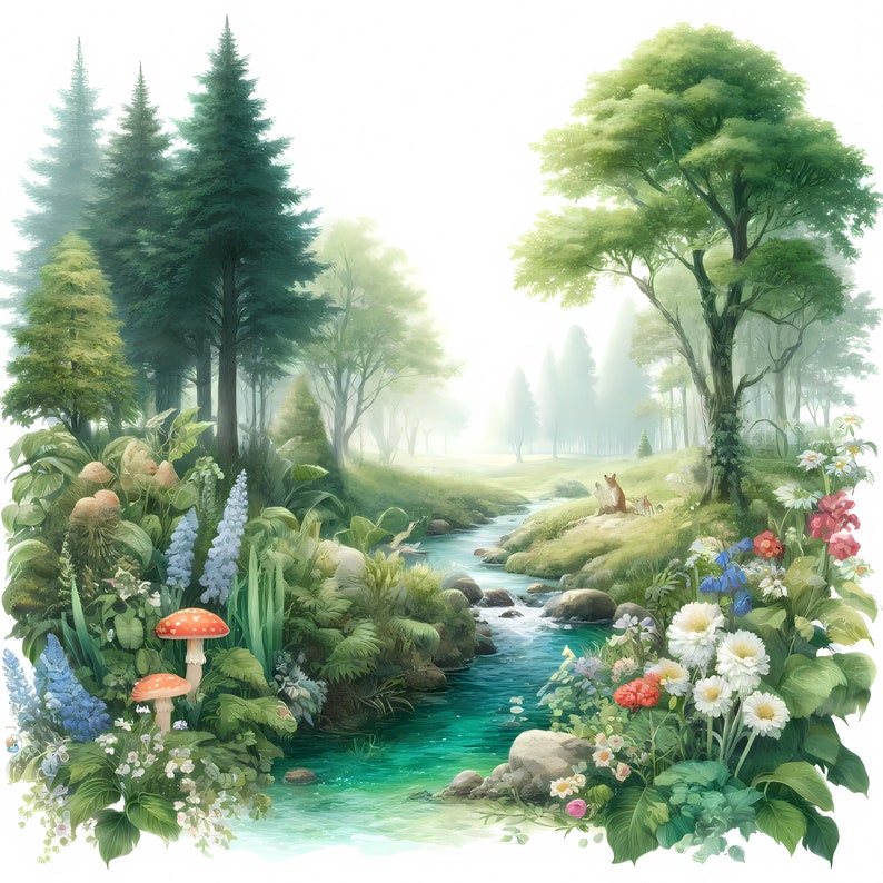 Forest Clipart 12 High-quality Jpgs Enchanting Forest Clipart Bundle ...