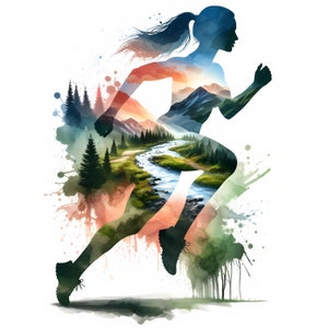 Running Woman Clipart / 11 JPG de alta calidad / Paquete de imágenes prediseñadas de corredora femenina / Corredora de maratón / Arte de carrera de silueta / Uso comercial