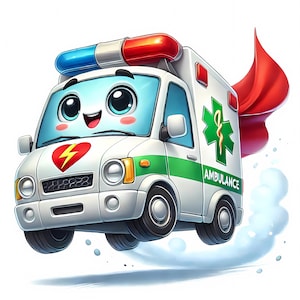 Cute Ambulance Clipart | Children's Health Art (digital Download) - Etsy