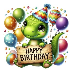 Schattige dinosaurus verjaardag clipart | 10 hoogwaardige ontwerpen | Happy Birthday-dinosaurusbundel | Verjaardagsfeestje | Afdrukbare items | Commercieel gebruik
