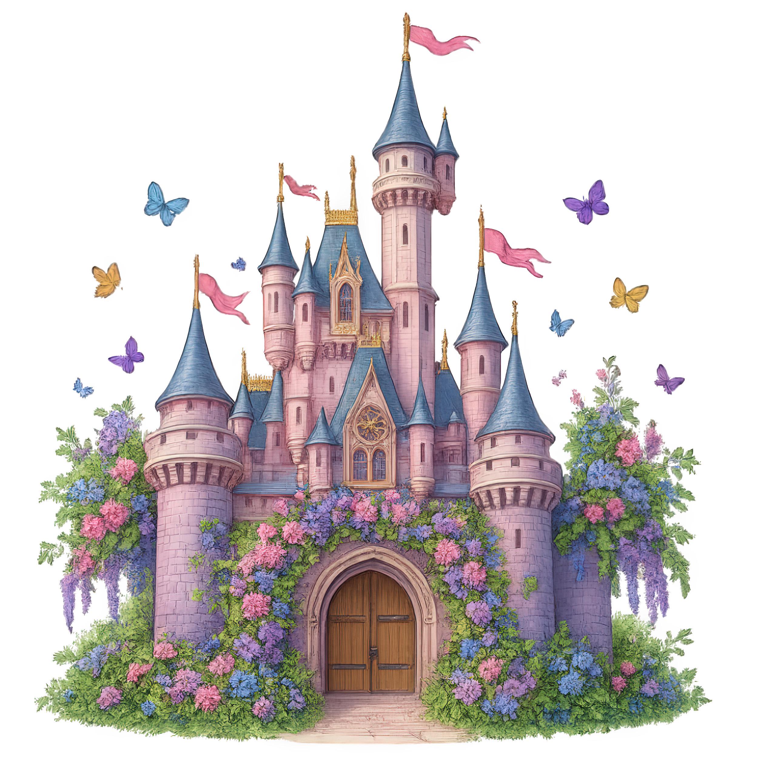 Princess Castle Clipart: Pink Fairytale PNG Images (digital Download ...