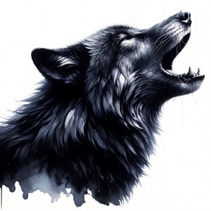 Black Wolf Clipart - 10 JPG di alta qualità - Pacchetto di clipart sulla fauna selvatica - Creazione di biglietti, arte murale, creazioni di carta, stampe digitali, uso commerciale