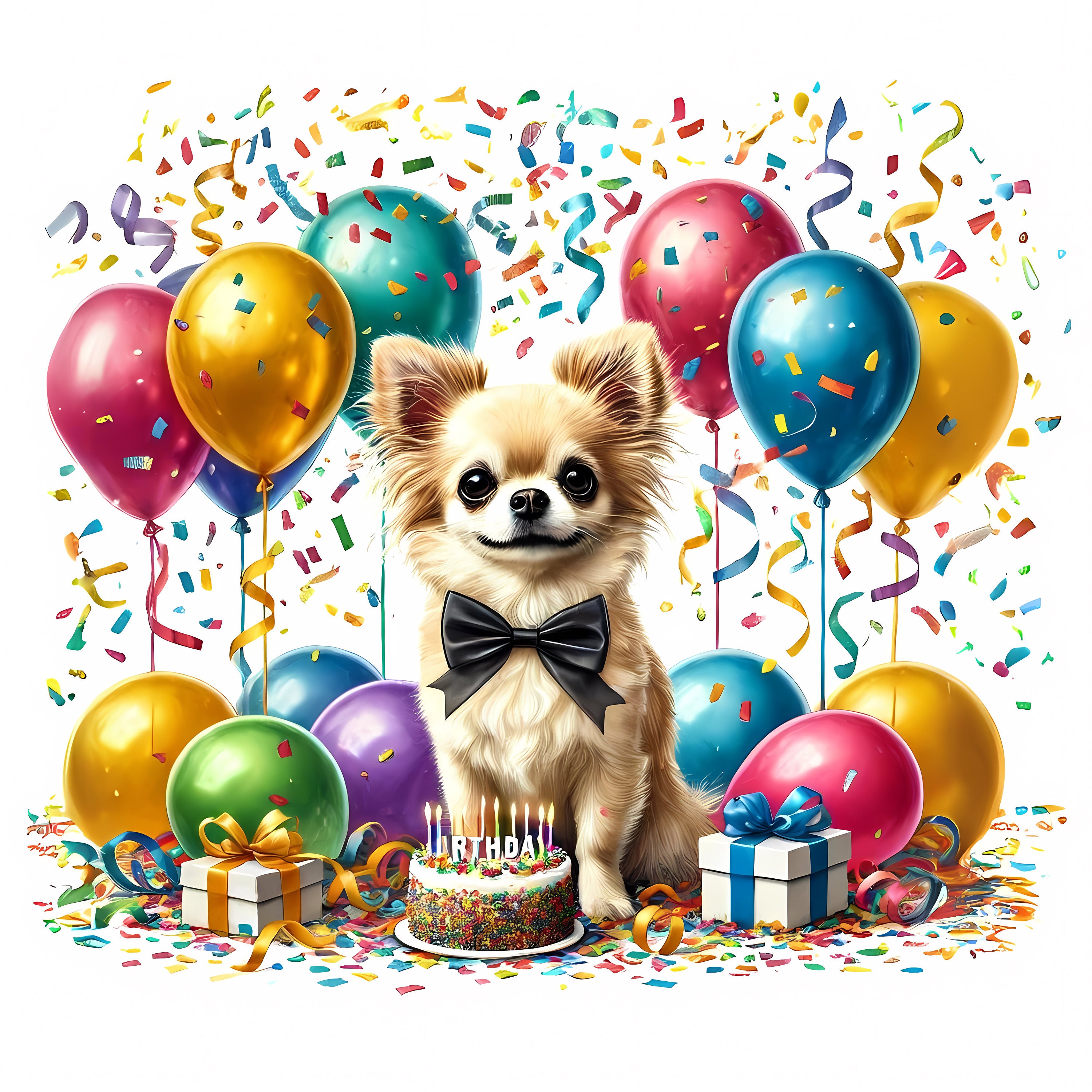Chihuahua Geburtstag Dekoration Set – Inkl. Banner, Kuchen-Topper, Wirbel, Cupcake-Topper, Ballons