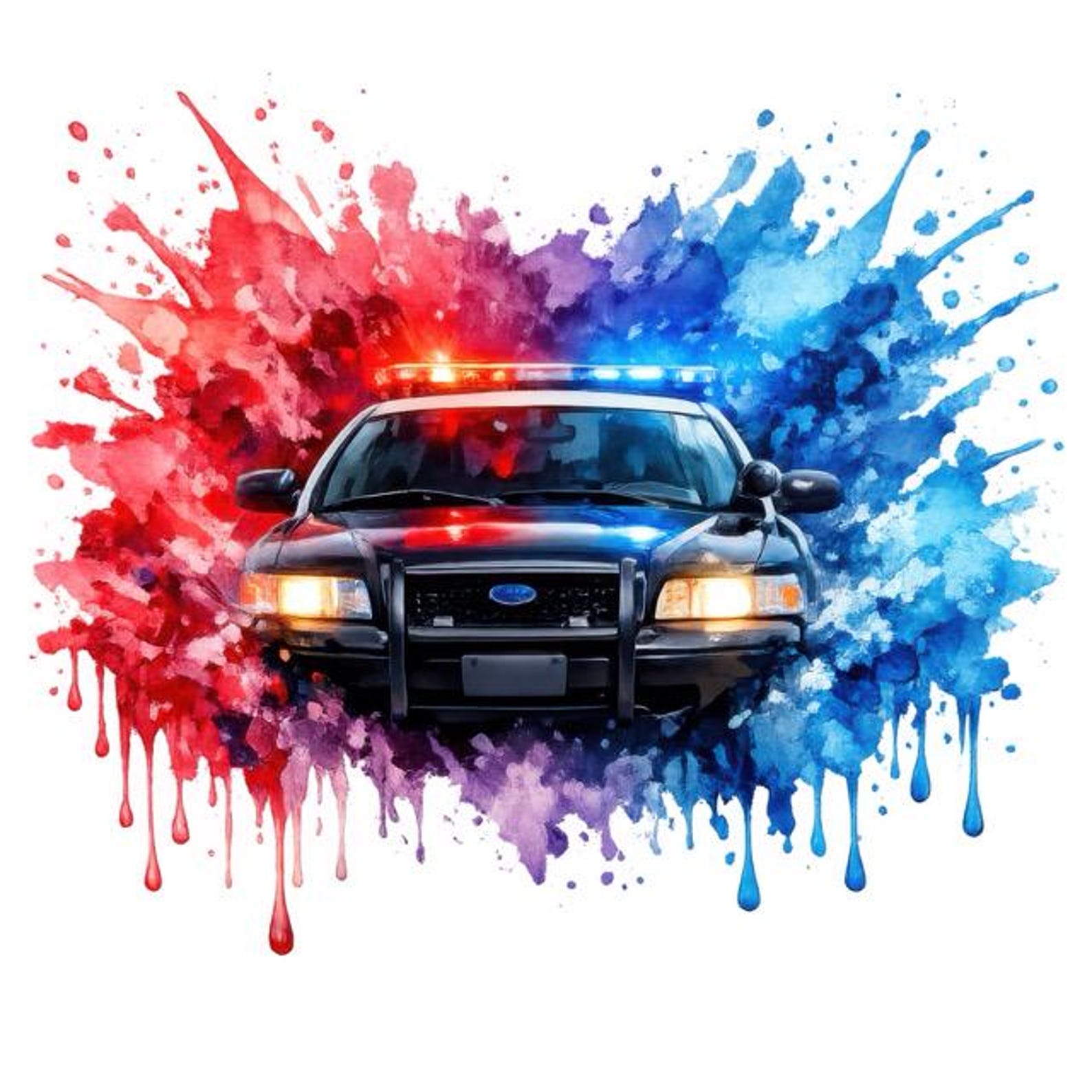 Watercolor Police Car Clipart, Transparent Patrol Vehicle Graphics ...