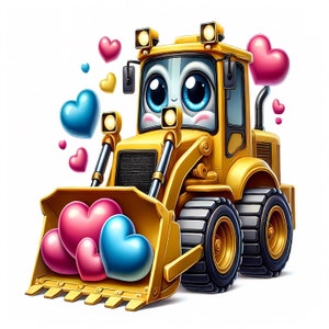 Schattige bouwvoertuigen clipart | 10 hoogwaardige JPG's | Clipartbundel | Muurkunst | Schattige graafmachinekunst | Afdrukbare items | Commercieel gebruik