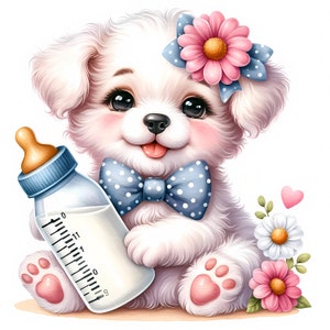 Clipart bébé chiot - 11 fichiers JPG de haute qualité - chiens mignons, fabrication de cartes, décoration de chambre d'enfant, créations numériques en papier, licence commerciale