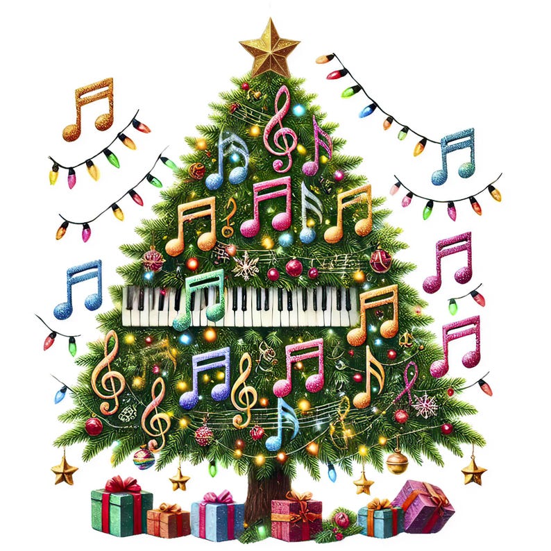 12 Festive Music Note Clipart: Holiday Musical Art PNG (digital ...
