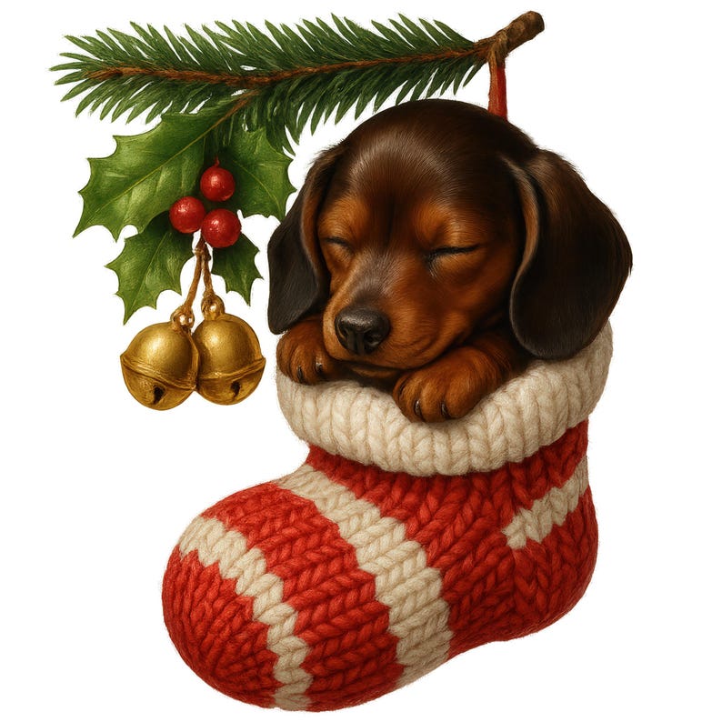 Christmas Dachshund Clipart Bundle: Holiday Wiener Dog PNG (instant ...