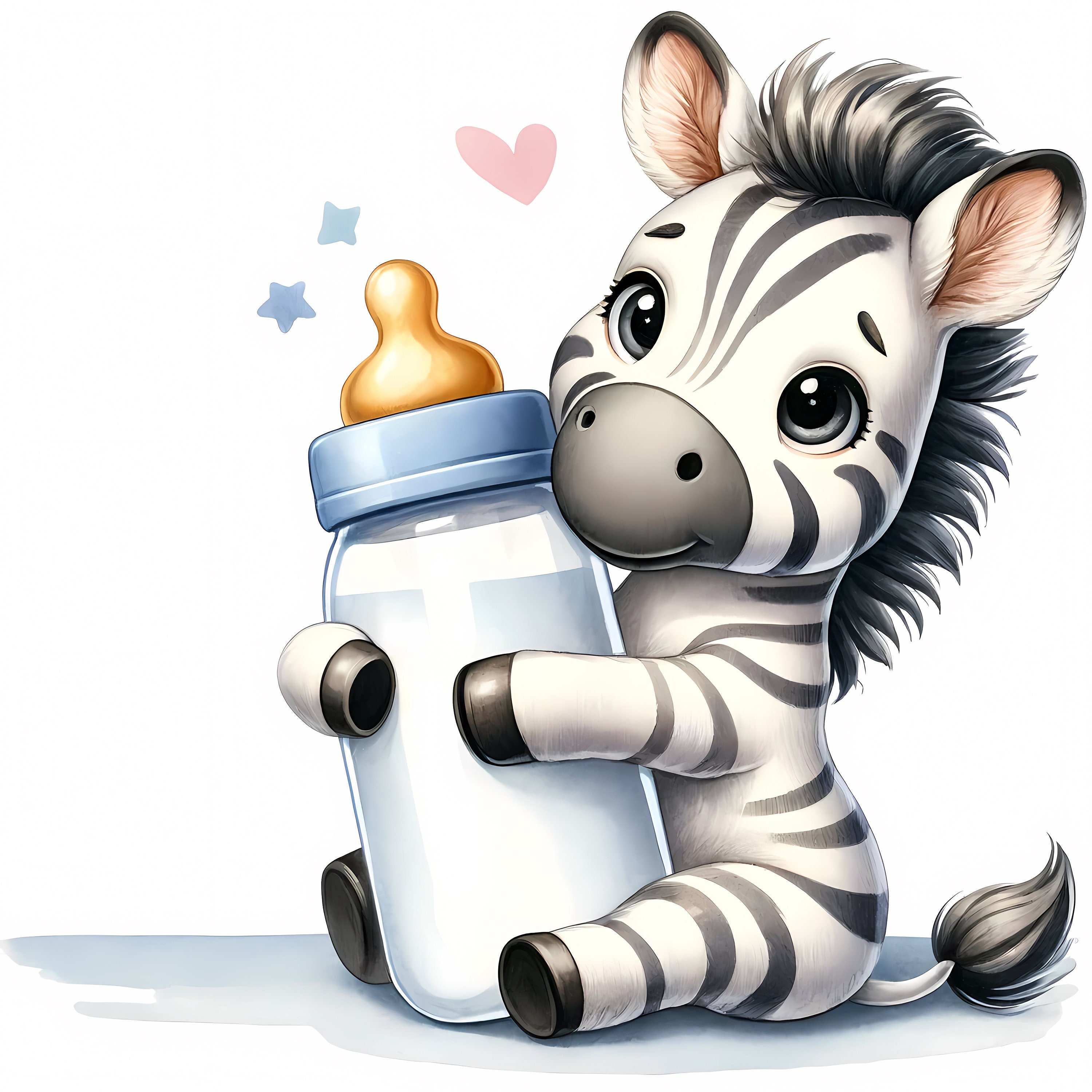 Baby Zebra With Baby Bottle Clipart 11 High-quality Jpgs Clipart Bundle ...